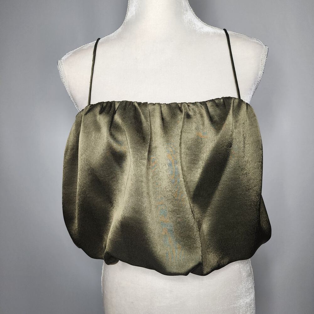 Antonio Melani Elizabeth Damrich Green Draped Cecilia Satin Blouse Size 4